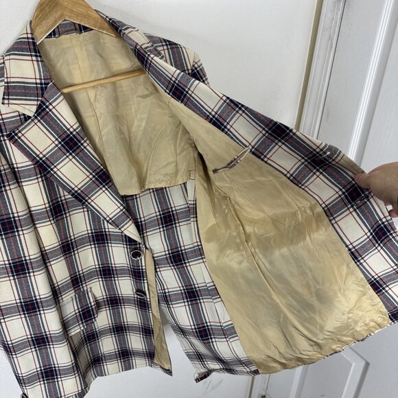 VTG 70s Plaid Sport Coat Men’s 40 Blazer Jacket WKRP Herb Style Wool Blend - Picture 6 of 9